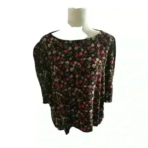Draper James RSVP Floral Popover Crop Top 2X - Cottagecore, Rayon, Short Sleeve - Picture 1 of 5